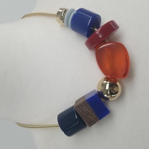 Chico's‎ Colorblocked Choker Necklace wChunky Colored Baubles Artsy Lagenlook - Picture 5 of 5